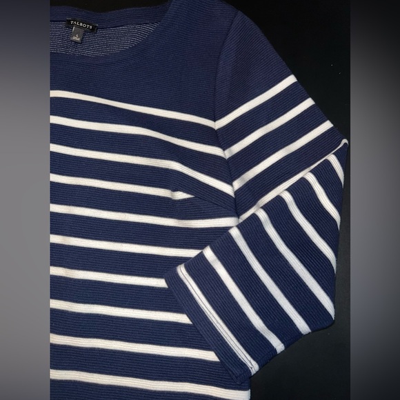 Talbots Color Block Striped 3/4 sleeve Top Size Large EUC - Picture 2 of 6